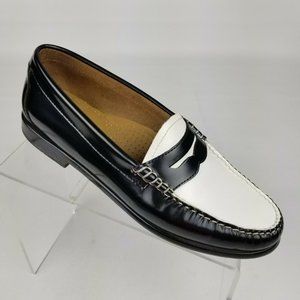 Bass Weejuns Womens Penny Loafers Black White 8.5